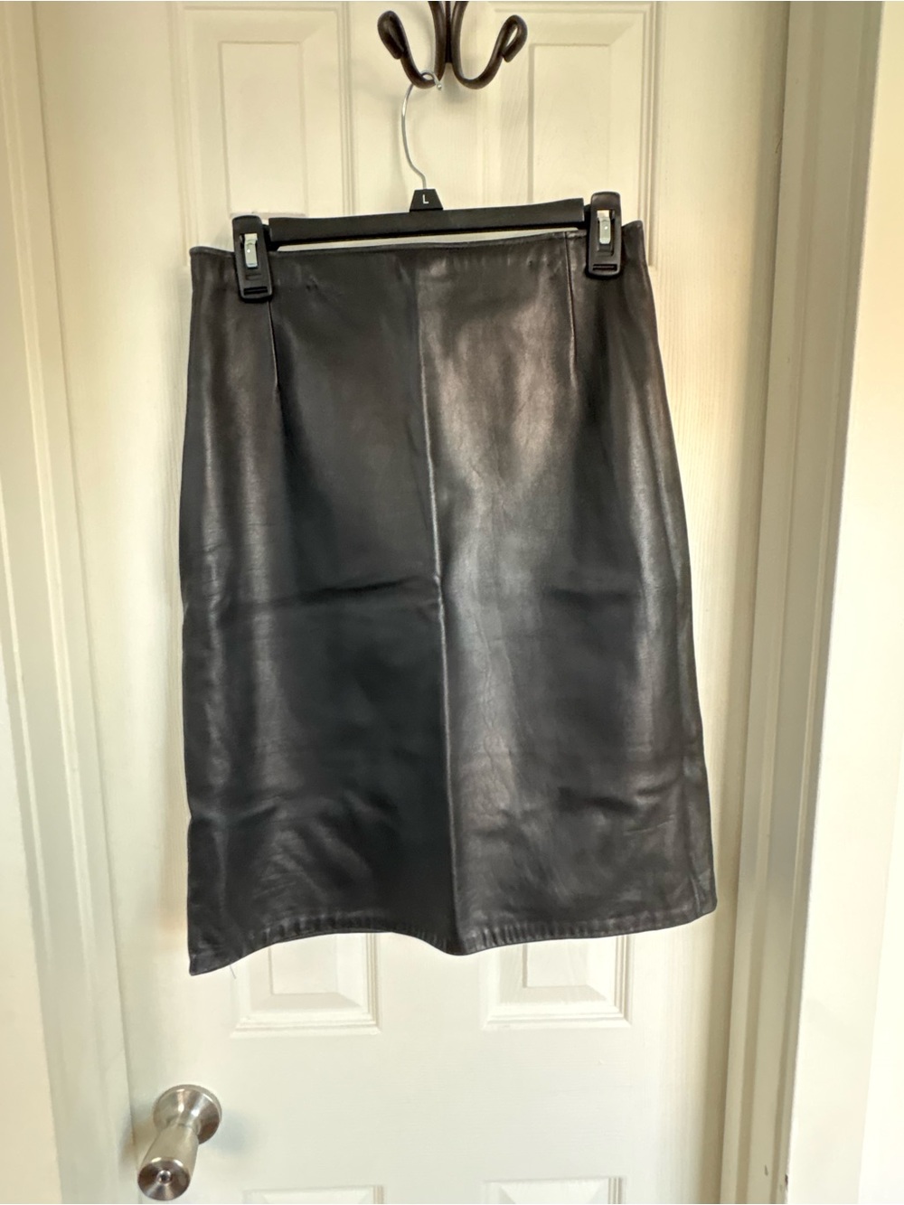 Hugo Buscati Black Faux Leather Pencil Skirt
